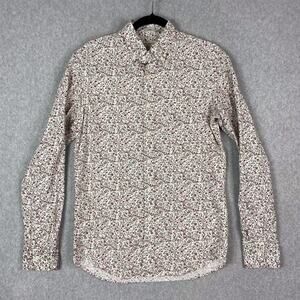 J. Crew Mens S Slim Fit Floral All Over Print Long Sleeve Button Down Shirt